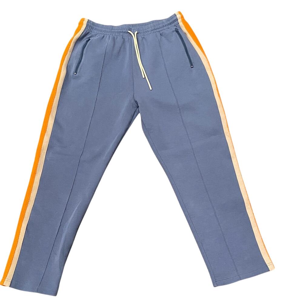 AGTAWH Activewear Joggers Pants Blue/Orange Side Striped Drawstring Size L NWOT